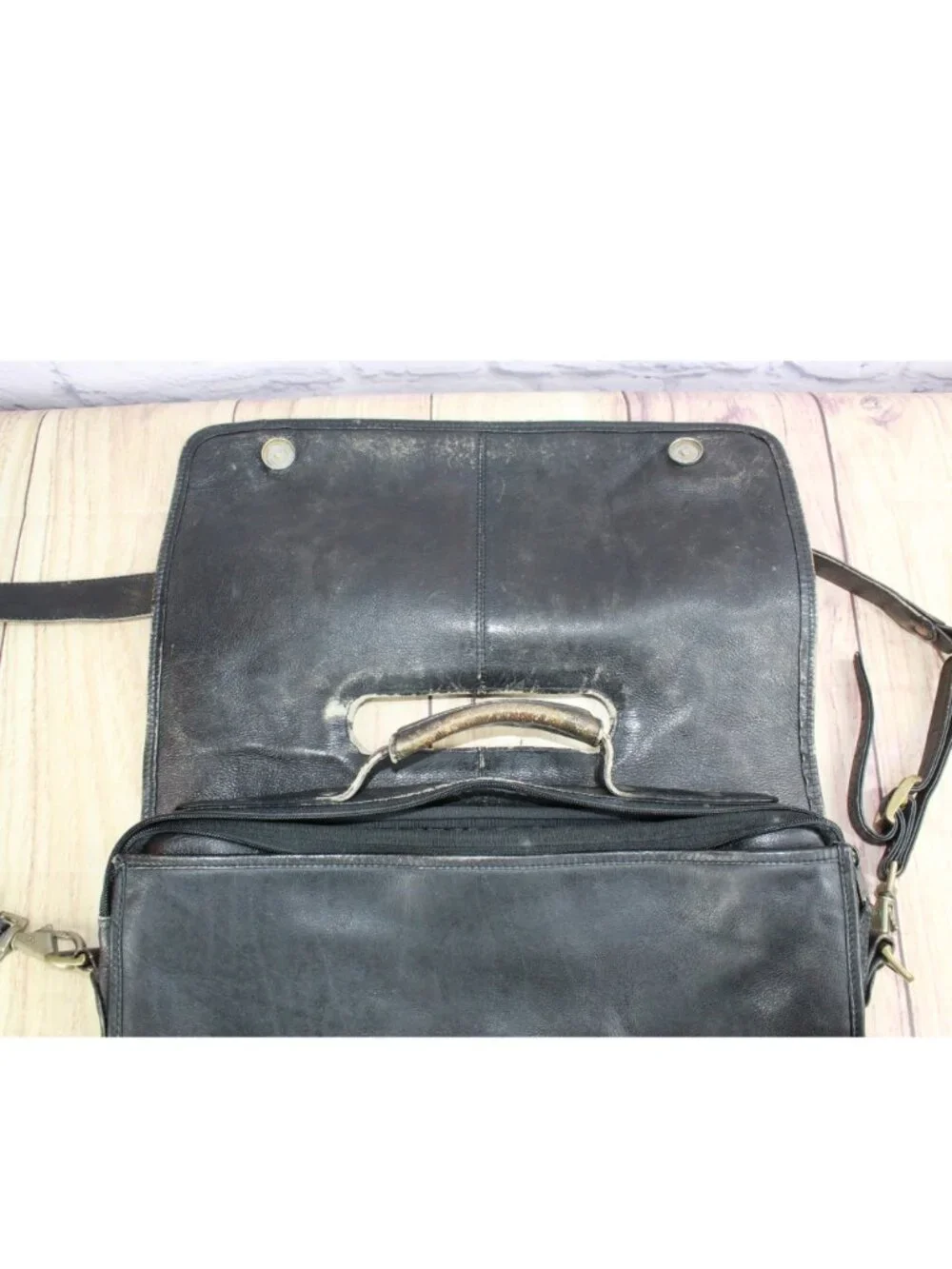 Vintage Brown Leather Messenger Laptop Briefcase Satchel Shoulder Bag 15x10